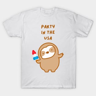 Party in the USA Fourth of July Popsicle Sloth T-Shirt